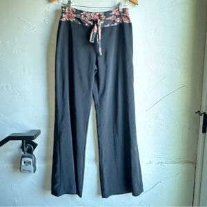Anthropologie High Rise Wide Leg Pants with Silk Flower‎ Waistband Sz 4